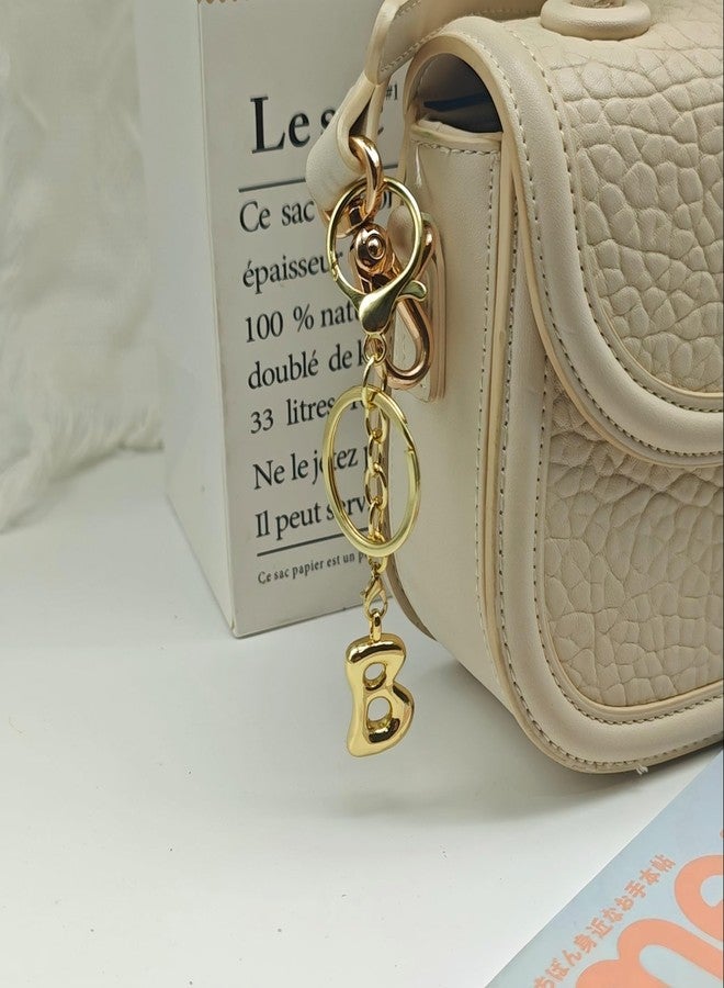 Bandfol Gold Letter Keychain for Women 3PCS Bag Charms Purse Charms For Handbags Metal Alphabet Initial Letter Keychain (GOLD-B) - Image 3